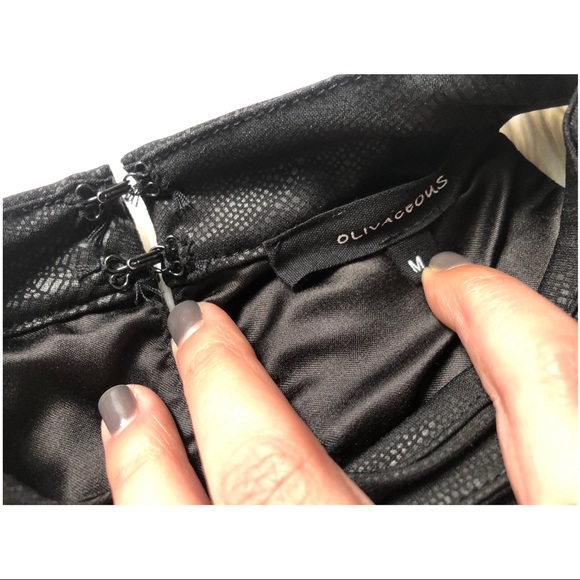 Olivaceous • Black Faux Leather Snakeskin Print High Neck Keyhole Tank - Picture 7 of 12